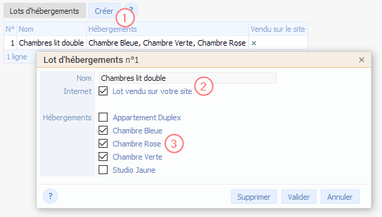 Lot d'hébergements Lot d'hébergements